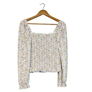 Ava Rose Floral Long Sleeve Blouse Women’s Medium Casual Boho Top
